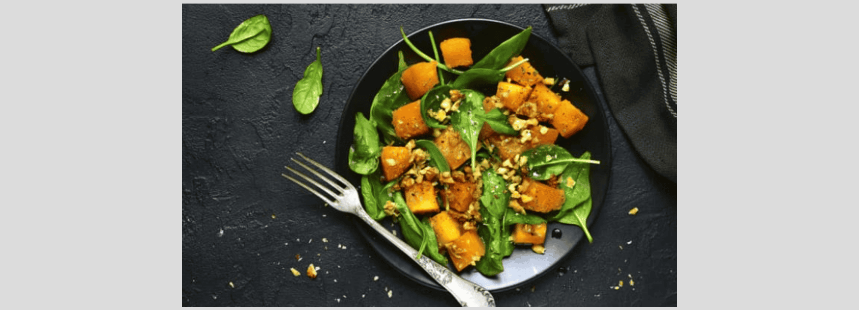 M8 J7 Salade de citrouille, noix, épinards et colin au citron