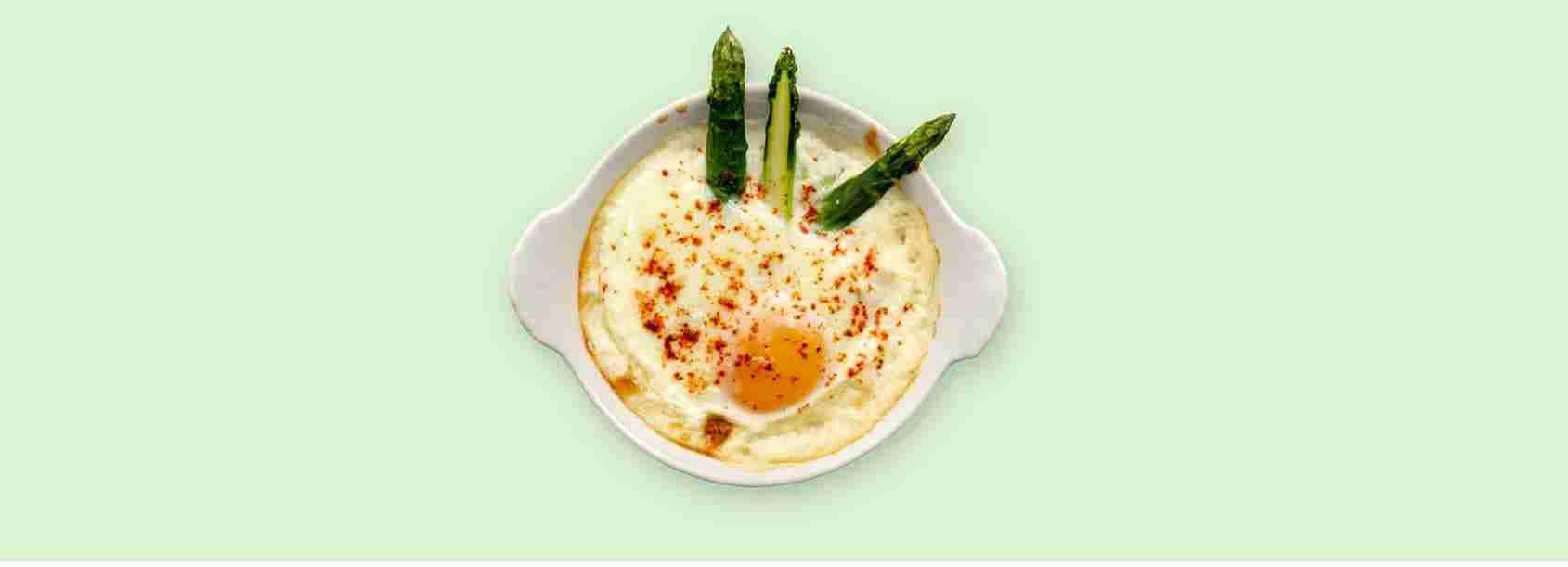 Oeuf cocotte asperges et parmesan